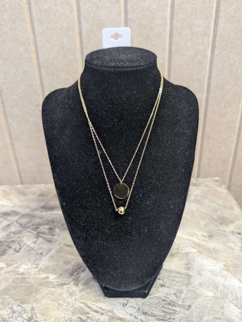 KULA - biżuteria podwójny naszyjnik z kulą i blaszką