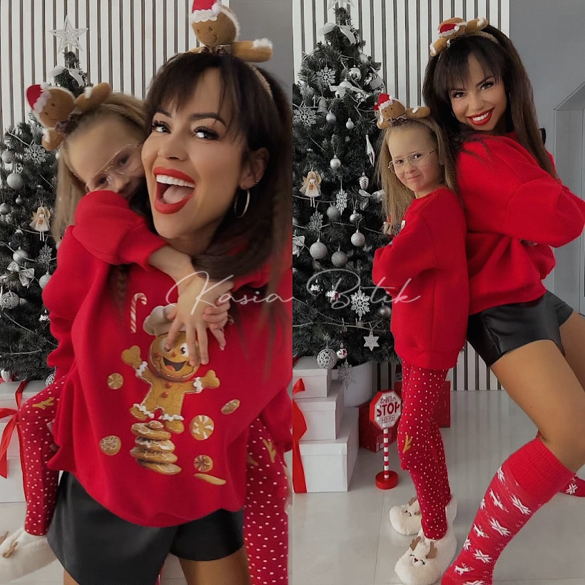 Bluza Bawełniana Lara Ciastek Czerwona