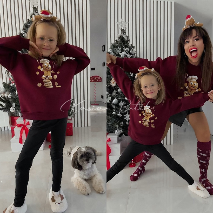 Bluza Bawełniana Lara Ciastek Bordowa KIDS