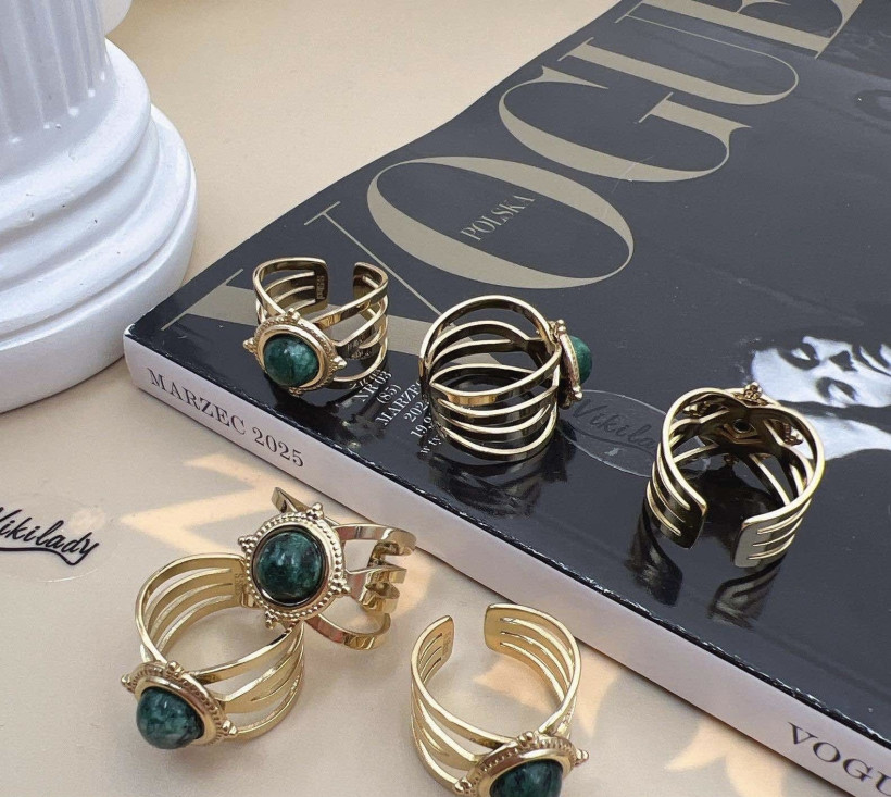 Pierścionek kamień  zielony 14098 M 