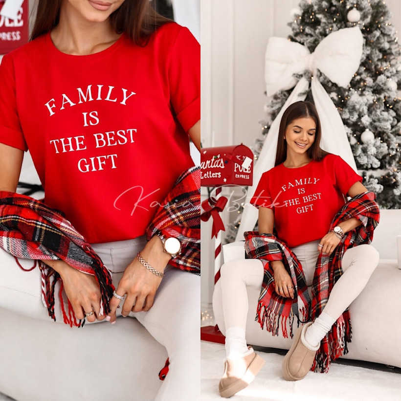 T-shirt Bawełniany Family Czerwony