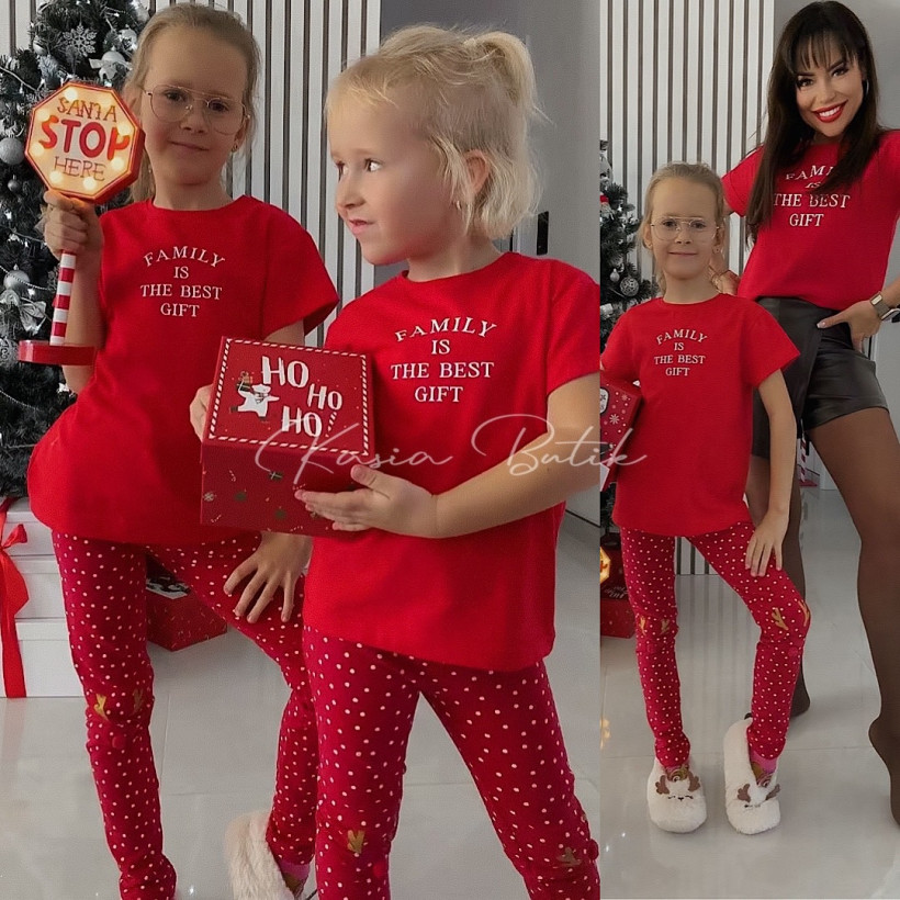 T-shirt Bawełniany Family Czerwony KIDS