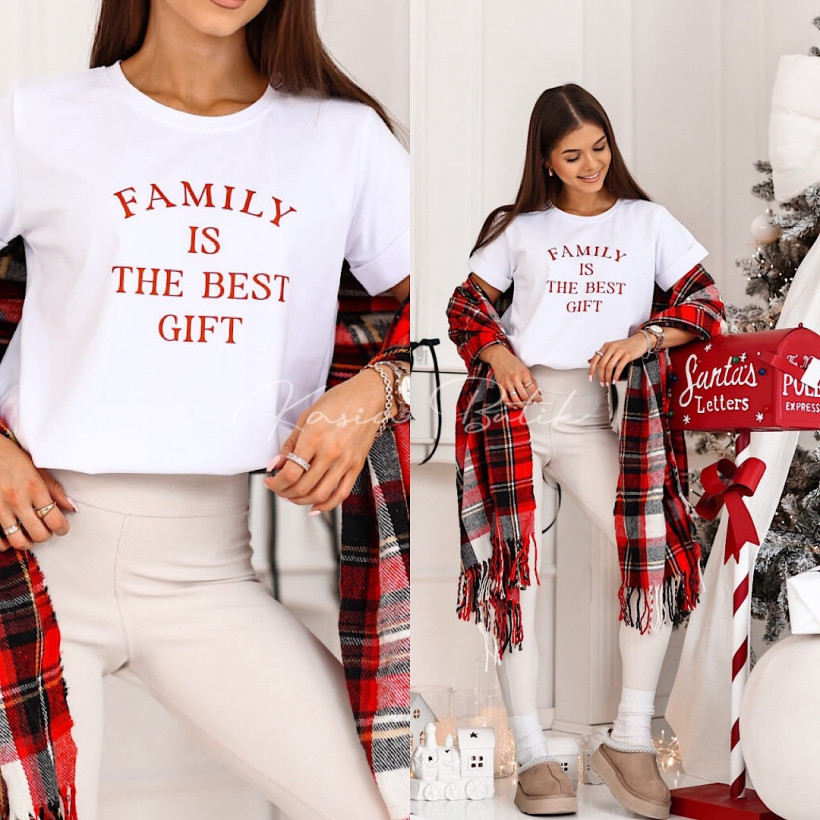 T-shirt Bawełniany Family Śmietankowy