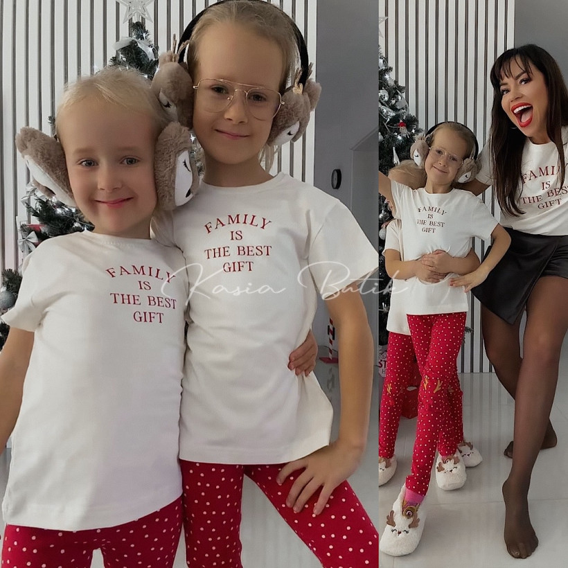 T-shirt Bawełniany Family Śmietankowy KIDS