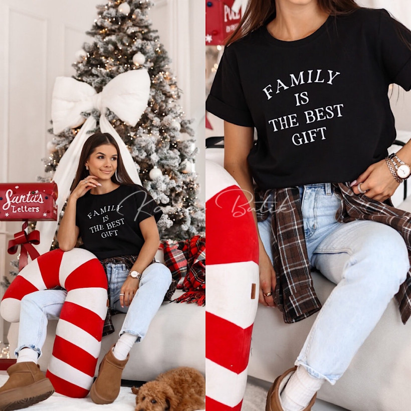 T-shirt Bawełniany Family Czarny