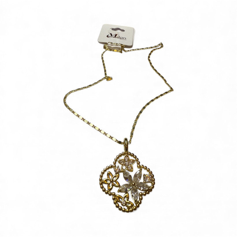 NASZYJNIK KWIAT DIAMENT BIAŁY