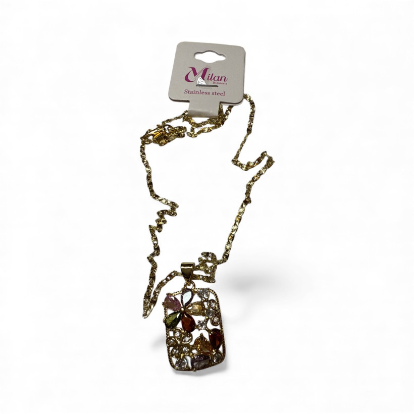 NASZYJNIK KOLOROWA KWIATOWA BLASZKA 