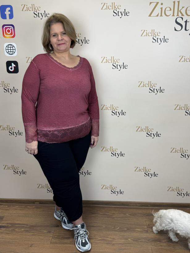 Italia nr 7 - Tunika jednokolorowa z koronką - 9914 -bordo