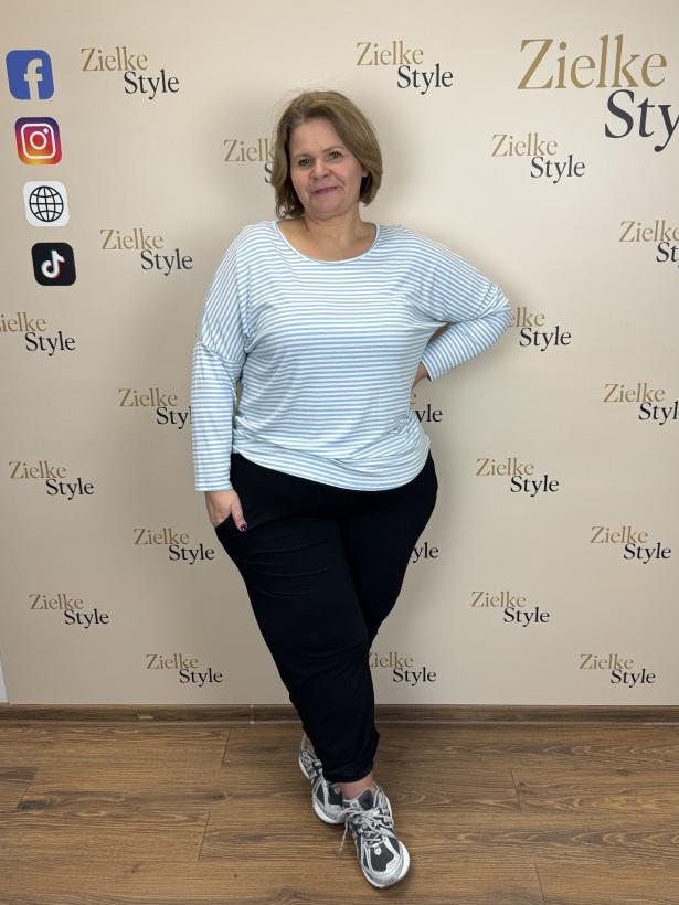 Italia nr.7 - Bluzka w paski - 25107 - błękitno biała