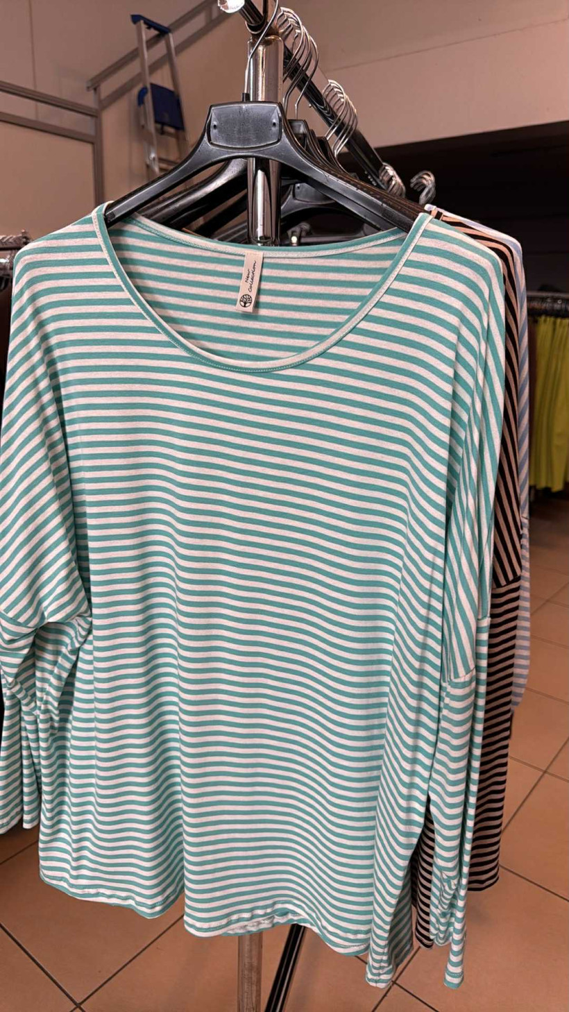 Italia nr.7 - Bluzka w paski - 25107 - miętowo biała