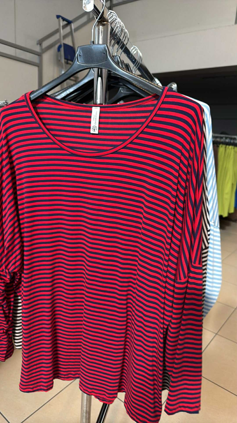 Italia nr.7 - Bluzka w paski - 25107 - granatowo czerwona