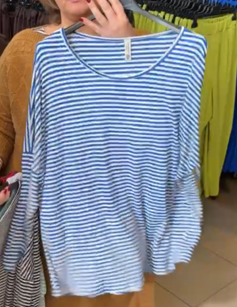 Italia nr.7 - Bluzka w paski - 25107 - chabrowo biała 