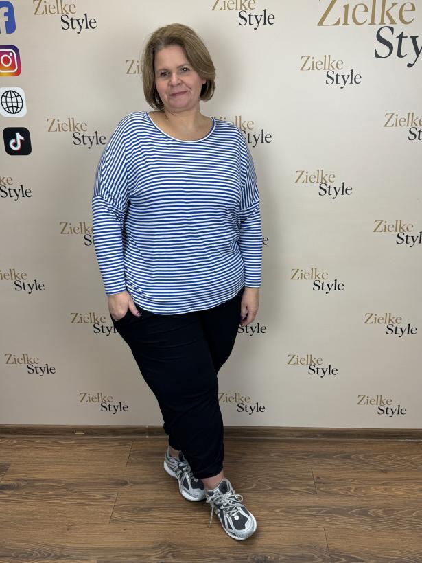 Italia nr.7 - Bluzka w paski - 25107 - chabrowo biała