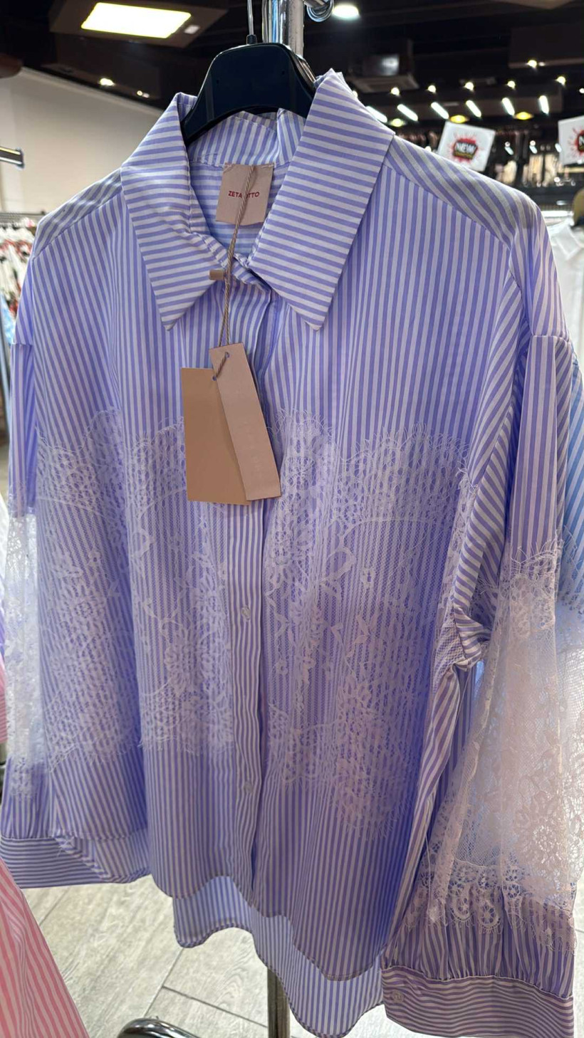 Italia nr 7 - Koszula w paski z dodatkiem koronki - 15750 - lila