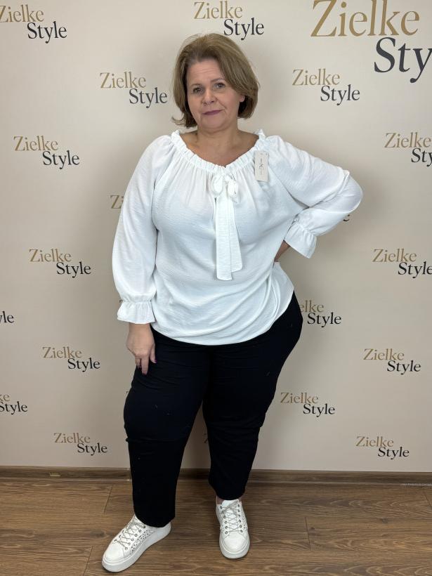 Italia nr 7 - Bluzka jednokolorowa, hiszpanka - 661547 - biała