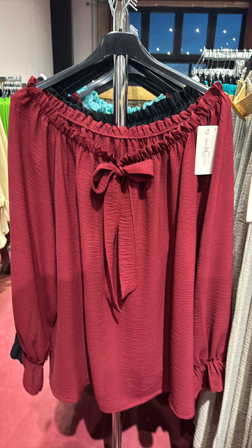 Italia nr 7 - Bluzka jednokolorowa, hiszpanka - 661547 - bordo