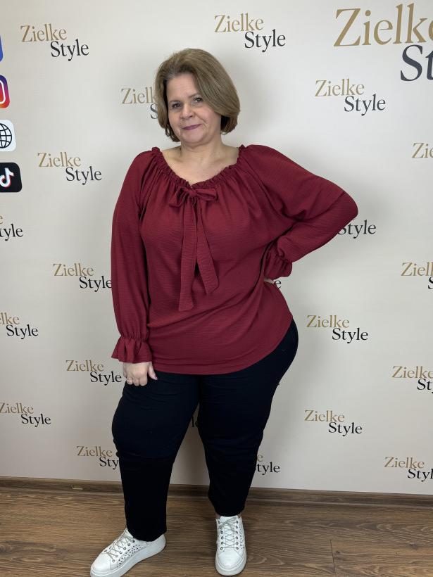 Italia nr 7 - Bluzka jednokolorowa, hiszpanka - 661547 - bordo