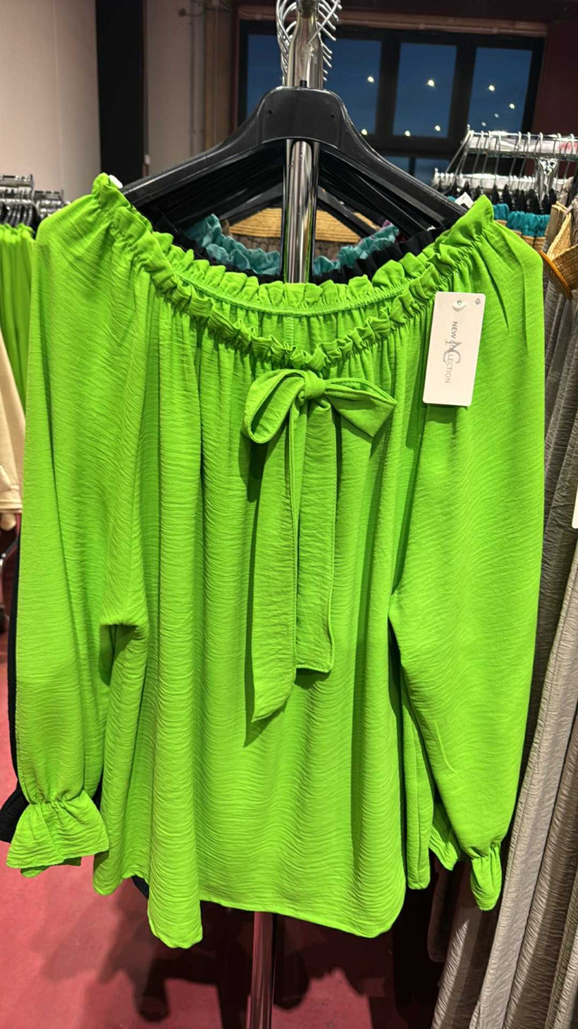 Italia nr 7 - Bluzka jednokolorowa, hiszpanka - 661547 - limonka