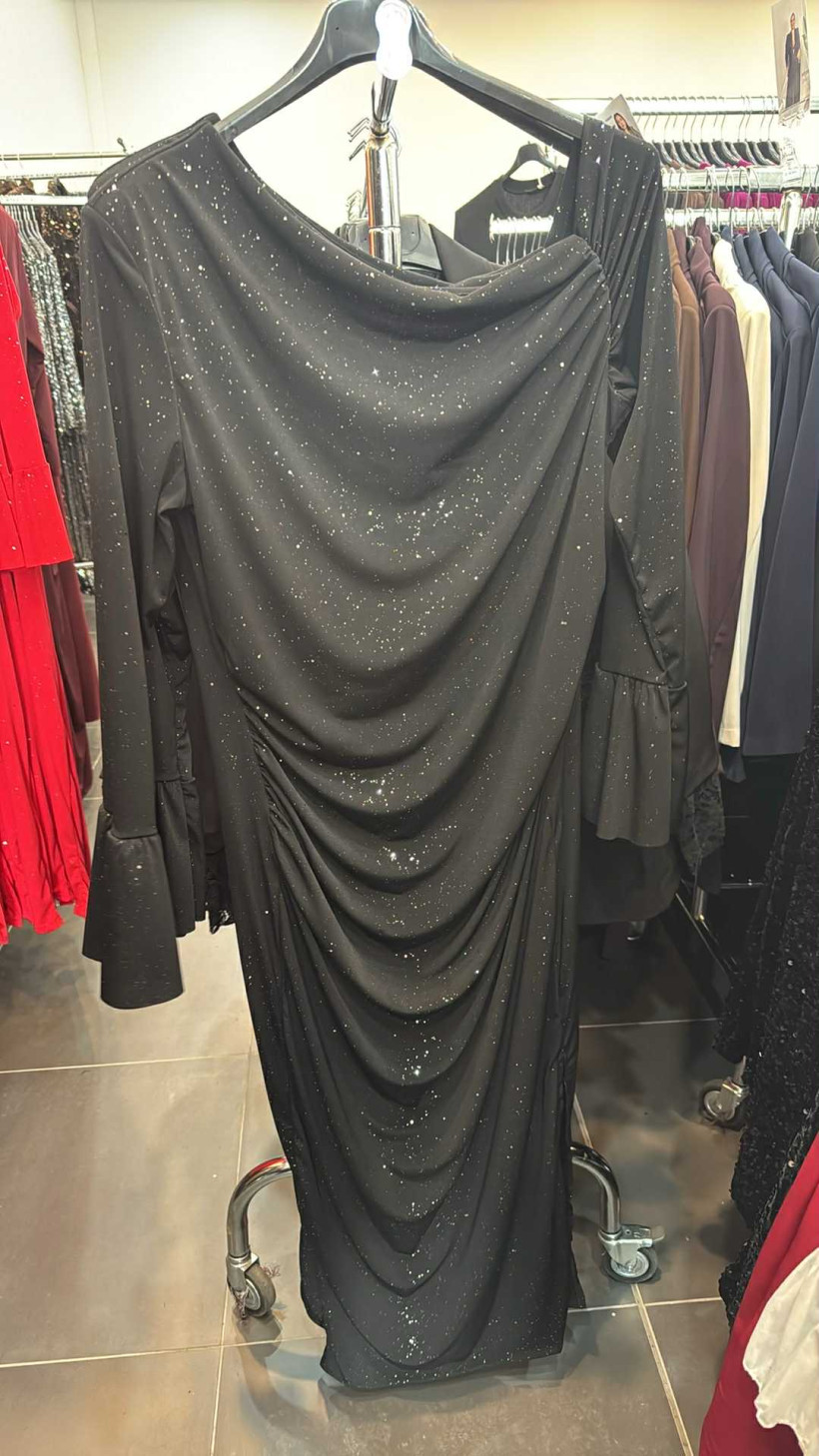 Italia nr.7 - Sukienka maxi czarna z dodatkiem srebrnym - 251212