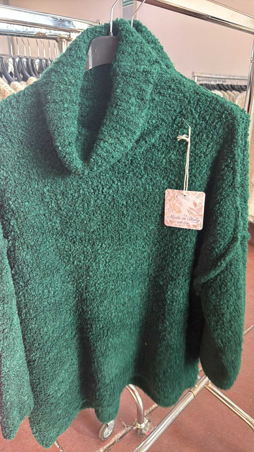 Italia nr.7 - Golf jednokolorowy buklowy - 25106 - butelkowa zieleń 