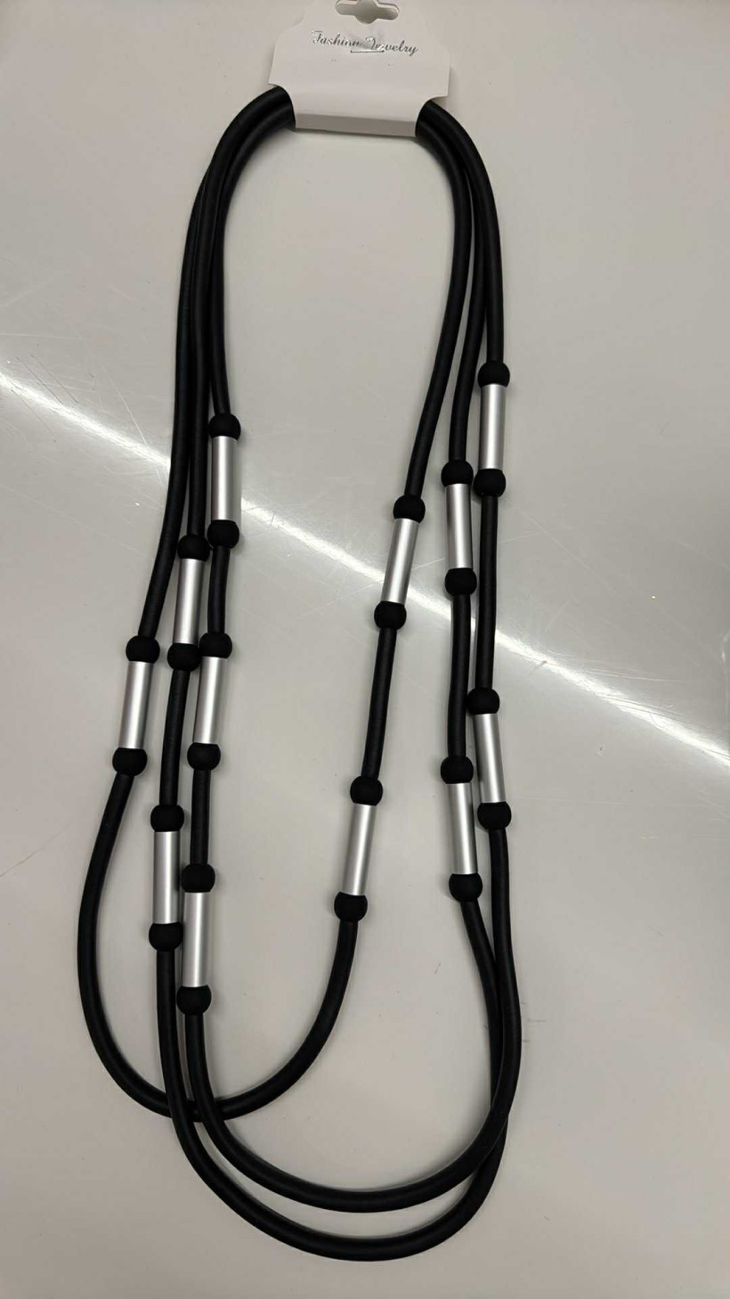 Italia nr 7 - Naszyjnik czarno-srebrny - 5590806