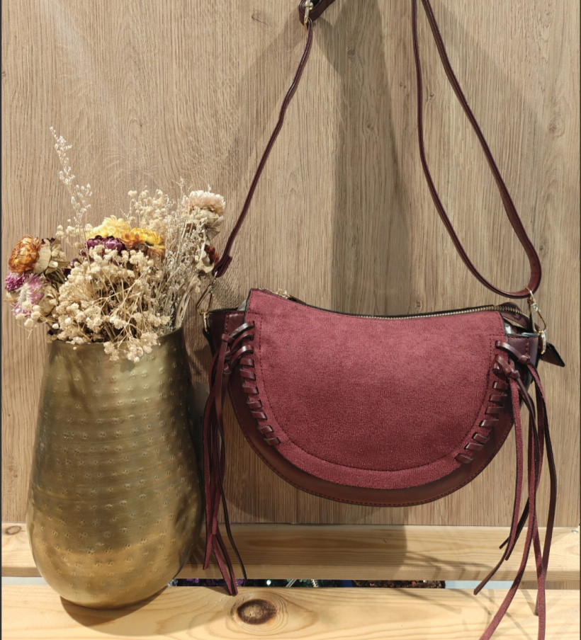 Sac bandoulière suédine  à franges