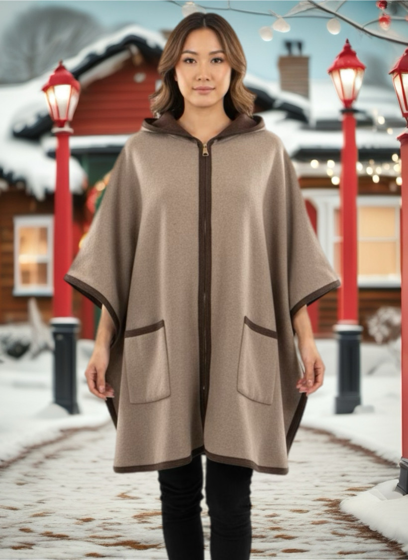 Cape chaude à capuche TU ALL SIZE