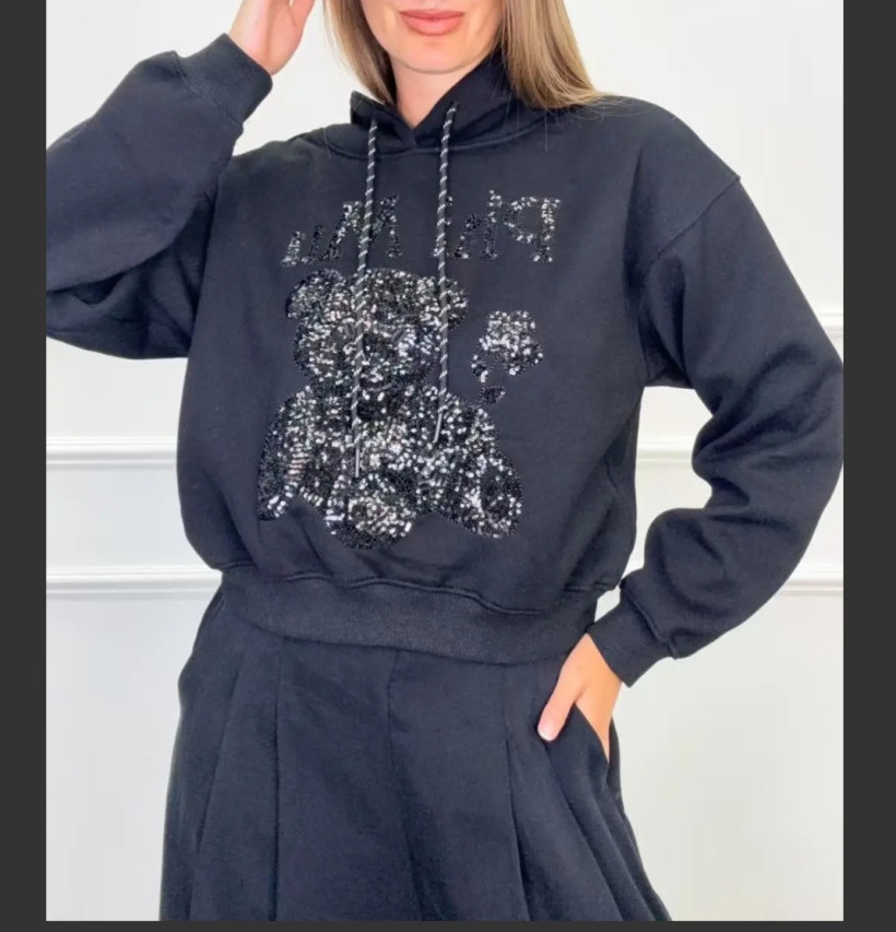 SWEAT COURT À CAPUCHE OURSON TU 36/40