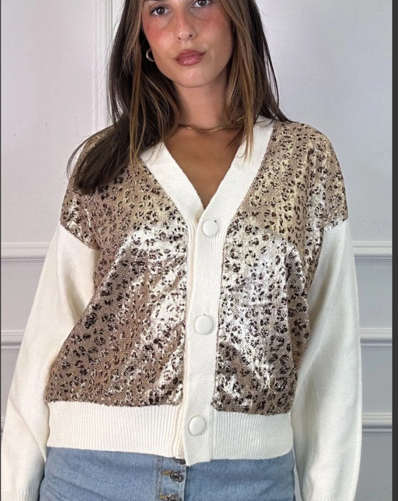 CARDIGAN EN MAILLE LAMINÉ TU 36/42+