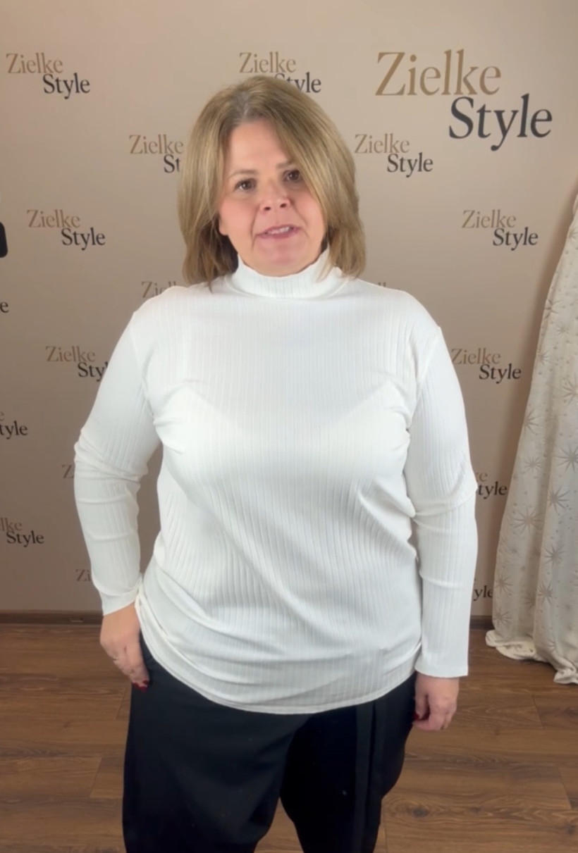 Półgolf szeroki prążek - 0012 - biała