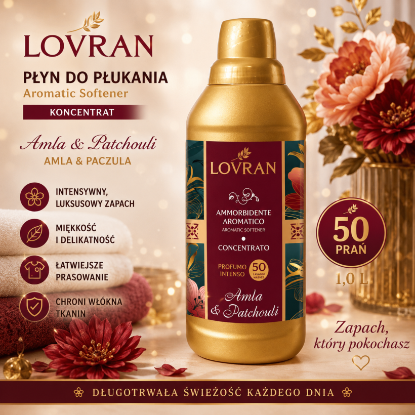 Lovran płyn do płukania 50pł 1,0l Amla & Patchouli 