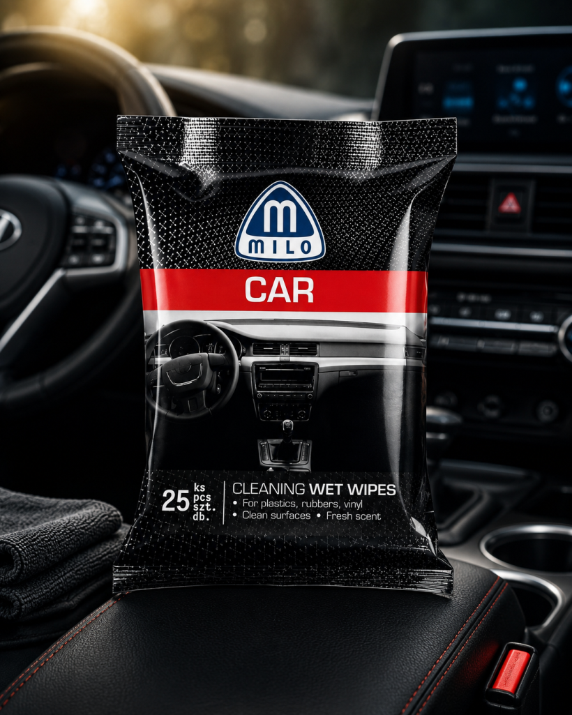 Milo car wet wipes nawilżane chusteczki do wnętrza samochodu 25szt w opak. 