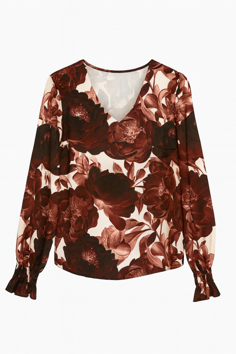 Bluzka kwiaty brąz 1879