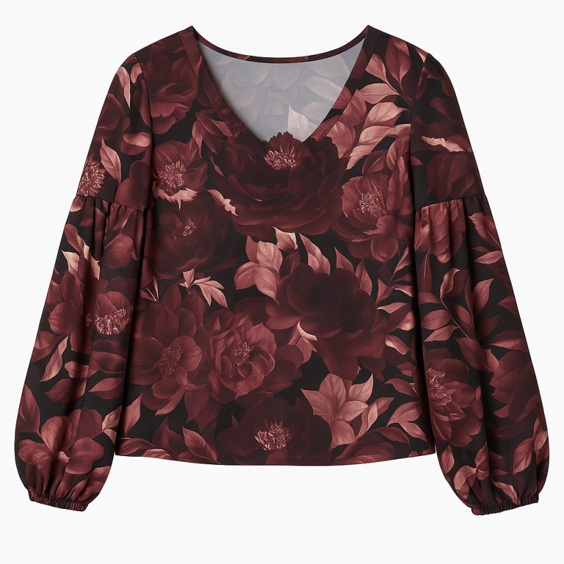 Bluzka kwiaty bordo 1879