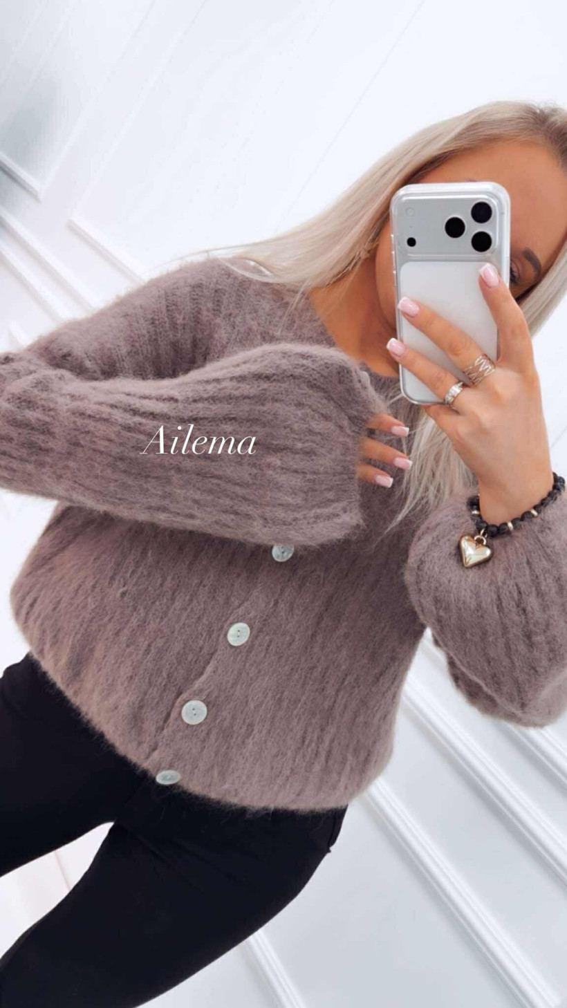 WYPRZEDAŻ Sweter moherowy dzwonek kk1620 zapinany na guziki 