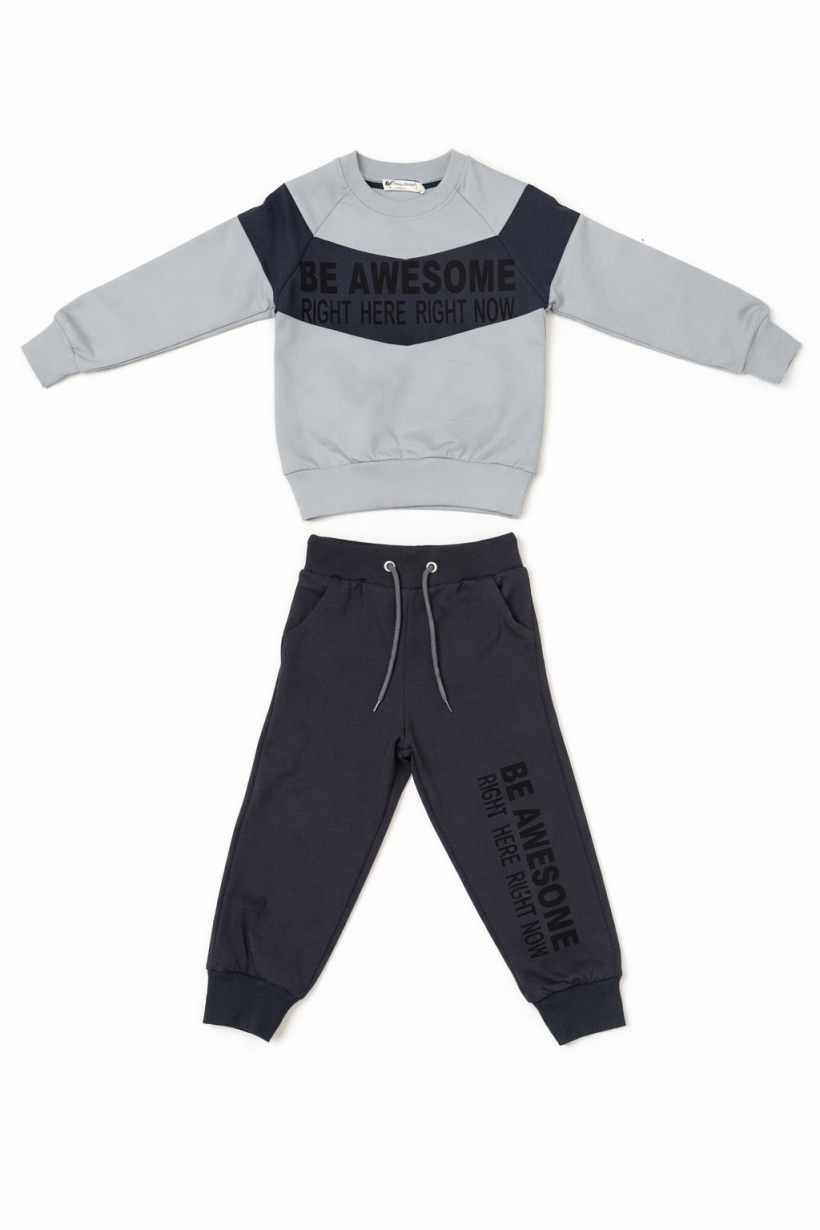 Komplet Bluza BE AWESOME   spodnie -SZARY/CZARNY