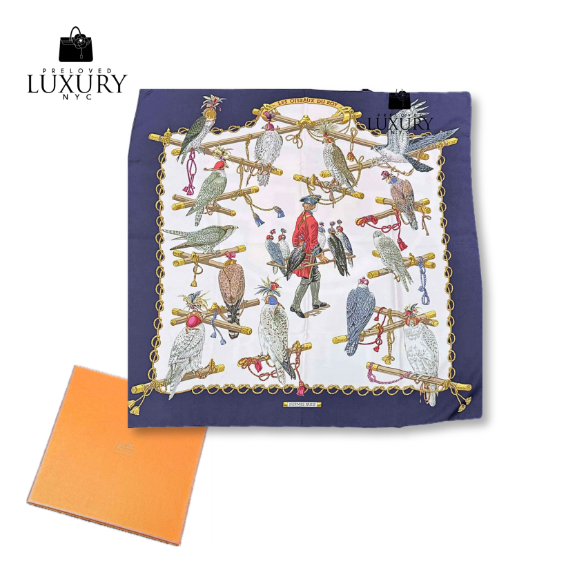 HERMES Blue scarf - Birds and bird owners