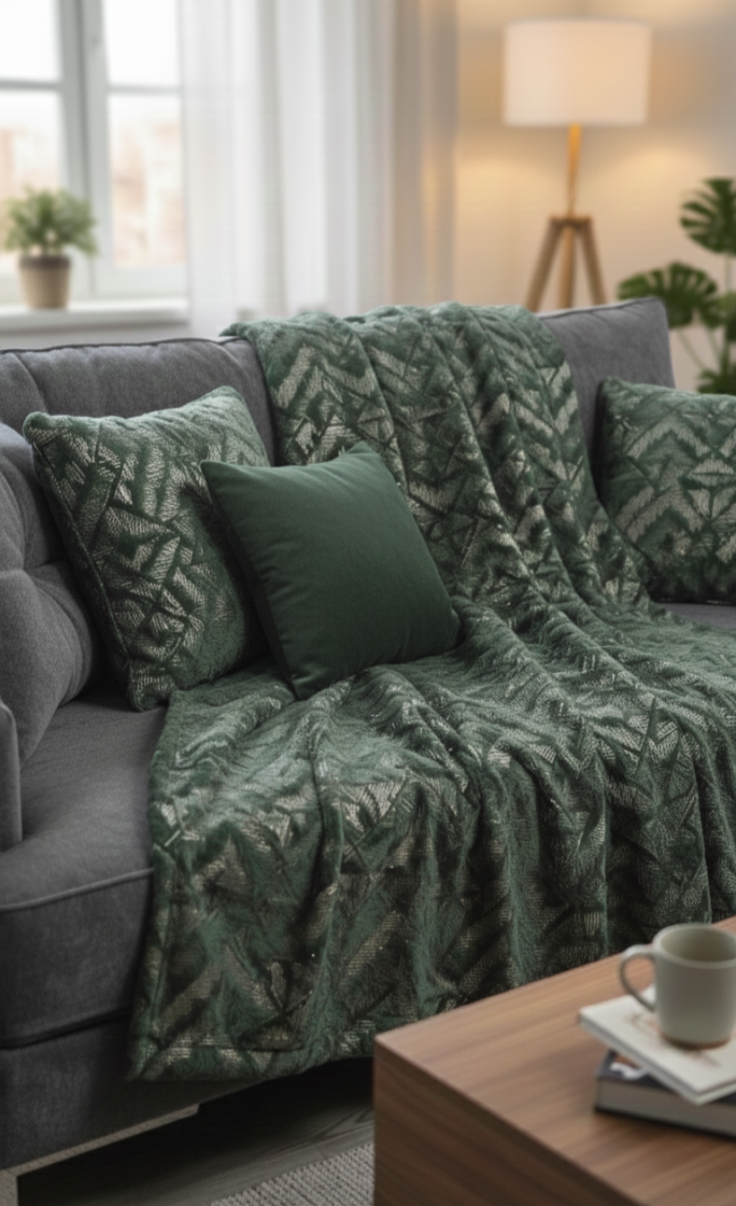 Koc 130x180cm butelkowa zieleń 