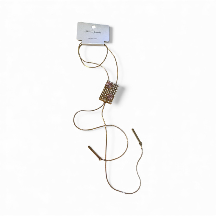 NADSZYJNIK DŁUGI ŚCIĄGANY RÓŻOWE KWIATY