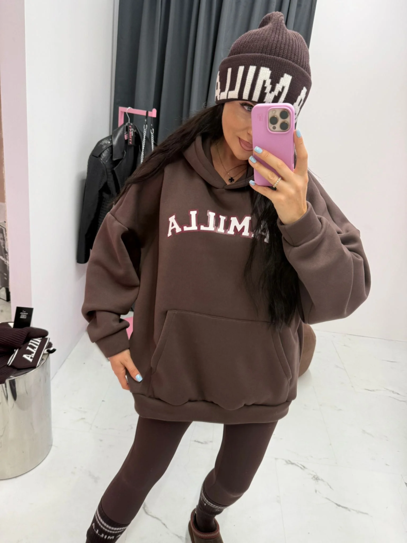 LA MILLA BLUZA CZEKOLADA NAPIS