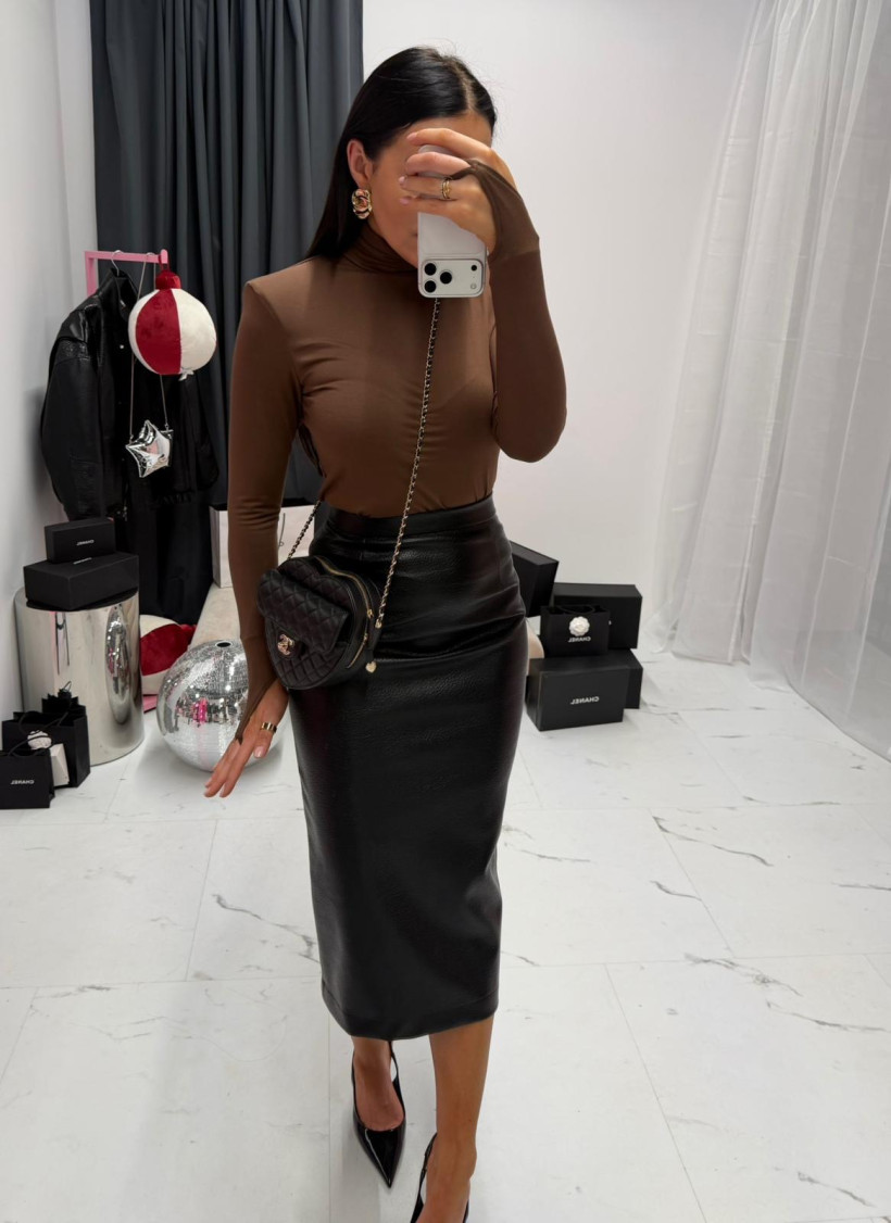 LA MILLA SPÓDNICA OŁÓWKOWA ECO SKÓRA CZARNA