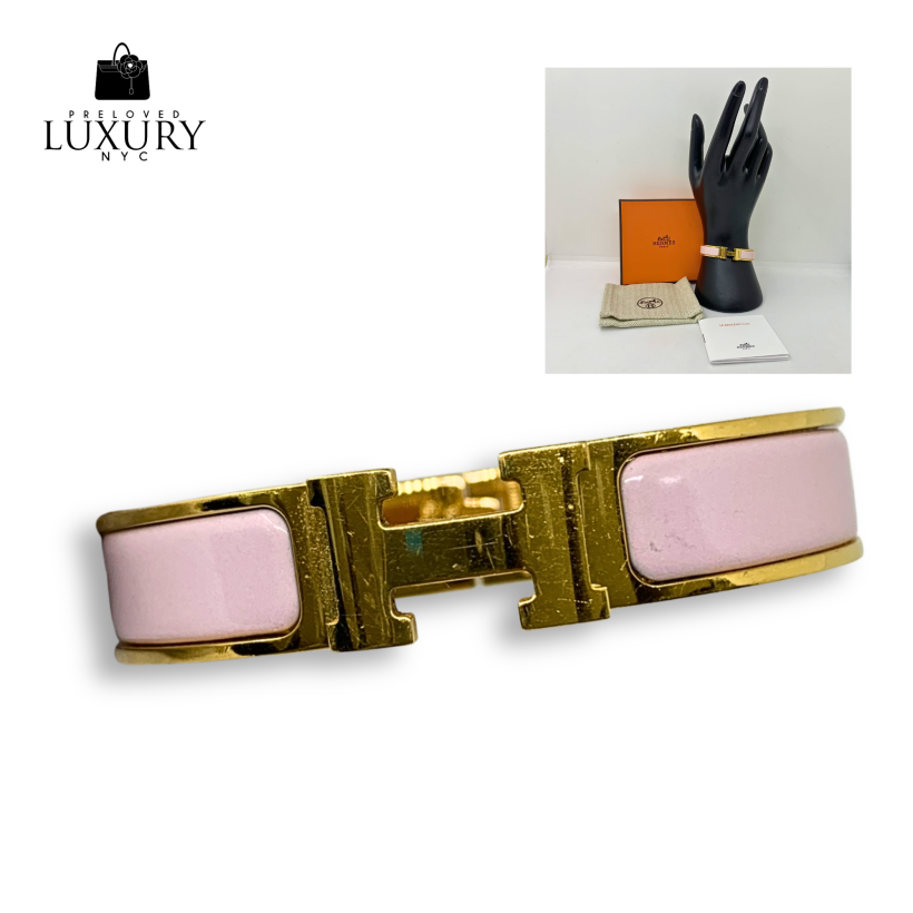 HERMES Fashion Jewelry Bracelet Pink Clic Clac GHW
