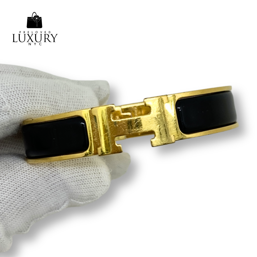 HERMES Black Fashion Jewelry Clic Clac Black GHW