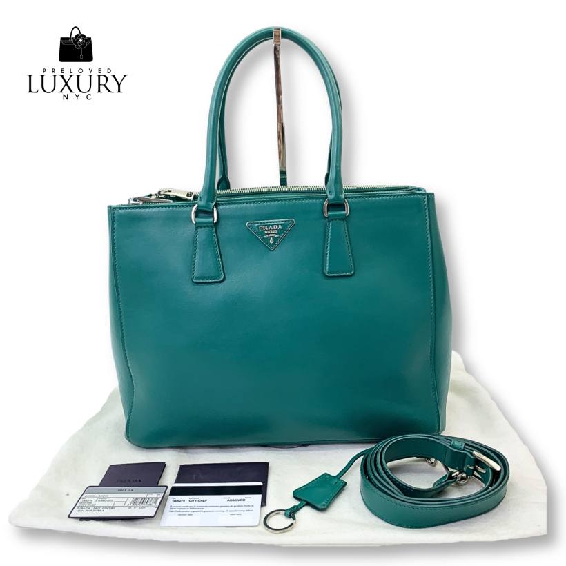 PRADA Bag 1BA274 CKAF Green Double Zip Tote