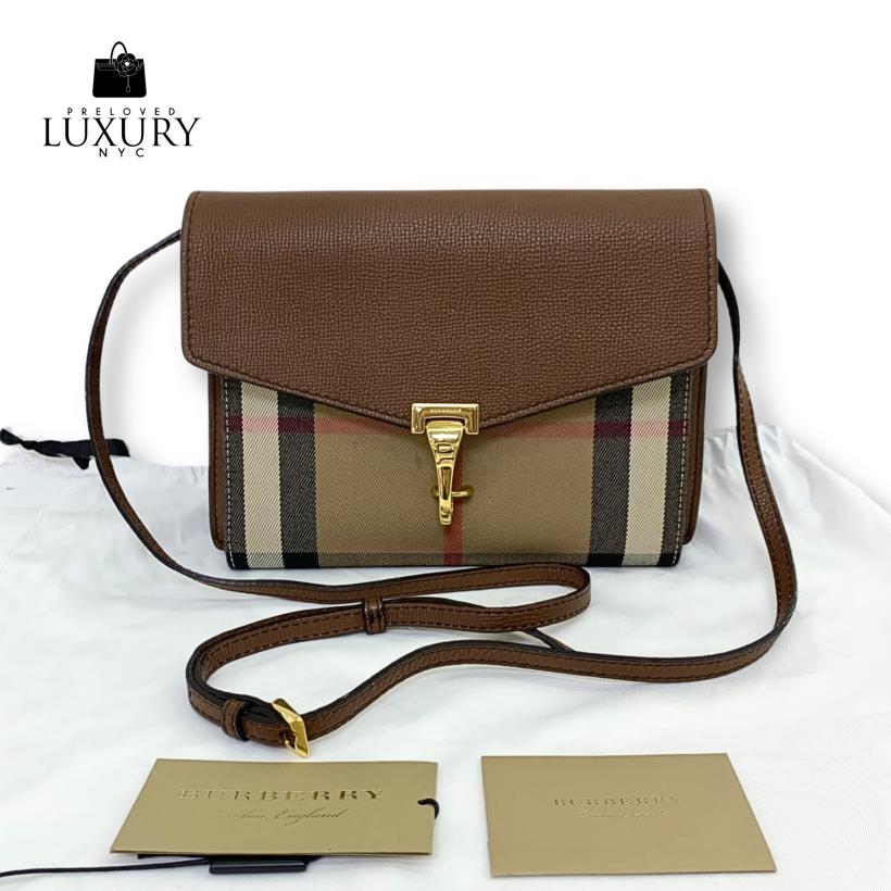 BURBERRY Bag London Canvas Checked Shoulder Crossbody Flap Brown