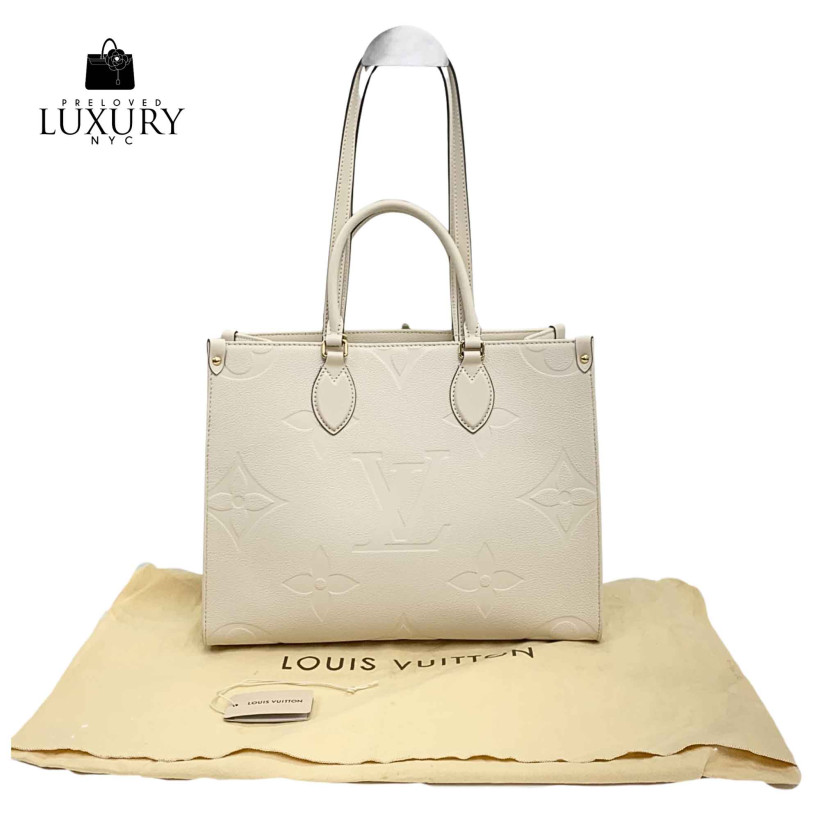  LOUIS VUITTON M45607 Cream White Empreinte On The Go MM RFID