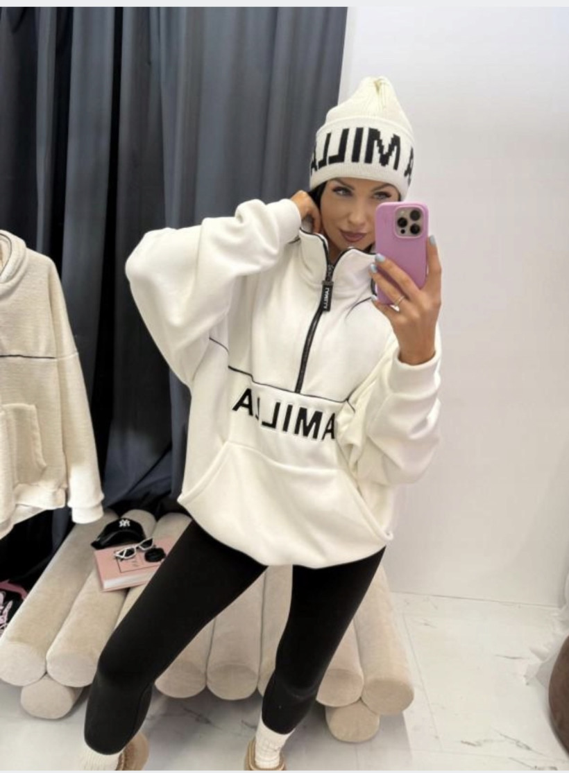 LA MILLA BLUZA POLAR ŚMIETANKA NAPIS