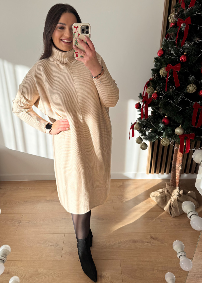 Sukienka sweterkowa BEŻOWA