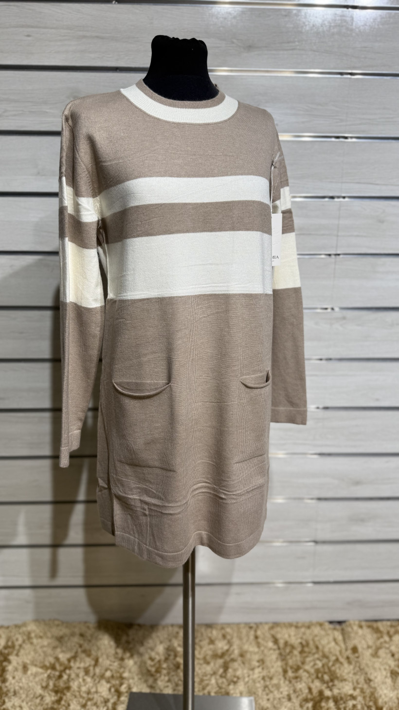 VESTIDO MALHA RISCAS LARGAS