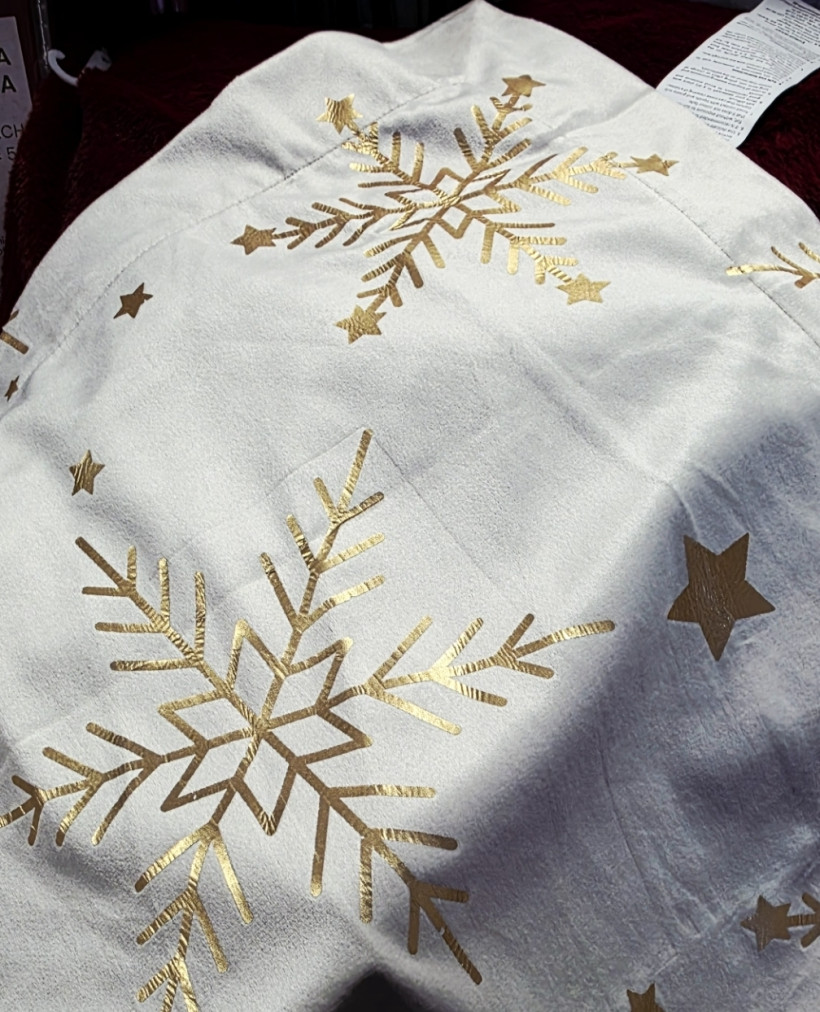 Bieżnik  welur beż christmas 85x85cm 